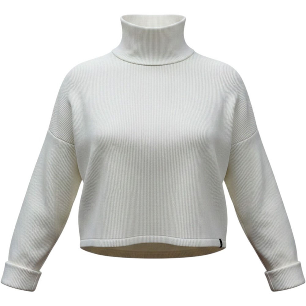 Varley White Ribbed Knit Turtleneck Pullover Top Size M‎ Cotton Rib Cropped